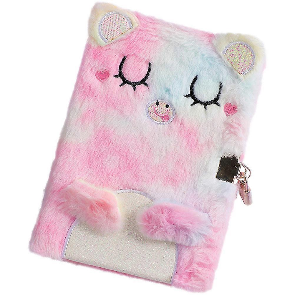 Adorable Plush Notebook for Daily Use 3Pcs Pink Cartoon Animal Design