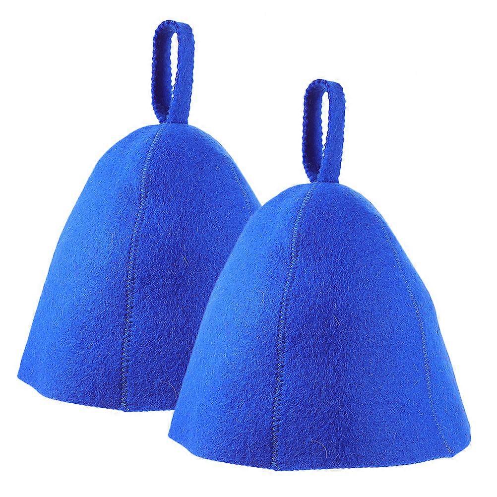 Comfortable Wool Sauna Hats 2Pcs Blue Portable Bathing Hat for Sauna Use
