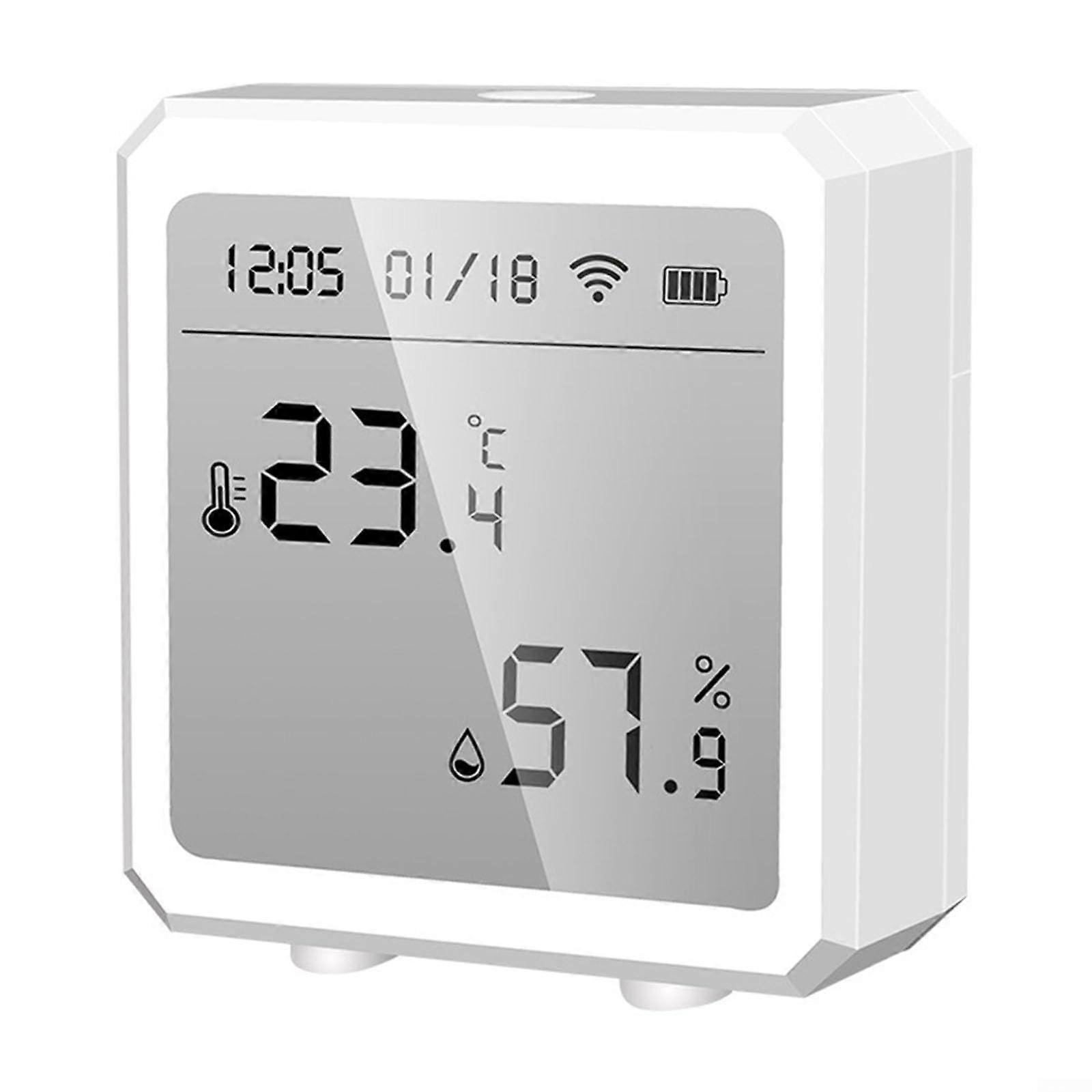 WiFi Temperature and Humidity Sensor, App Alerts, Voice Control, Large LCD Display, 2.4GHz WiFi