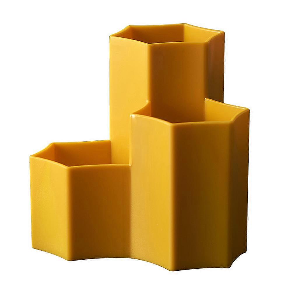 Makeup Brush Holder Pen Container for Storage Use 3Pcs Office Yellow
