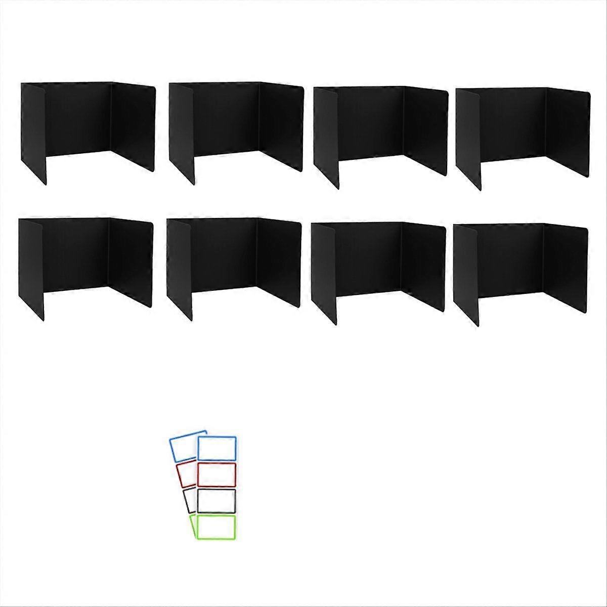 8 Pack Desk Dividers for Students, Waterproof Plastic black