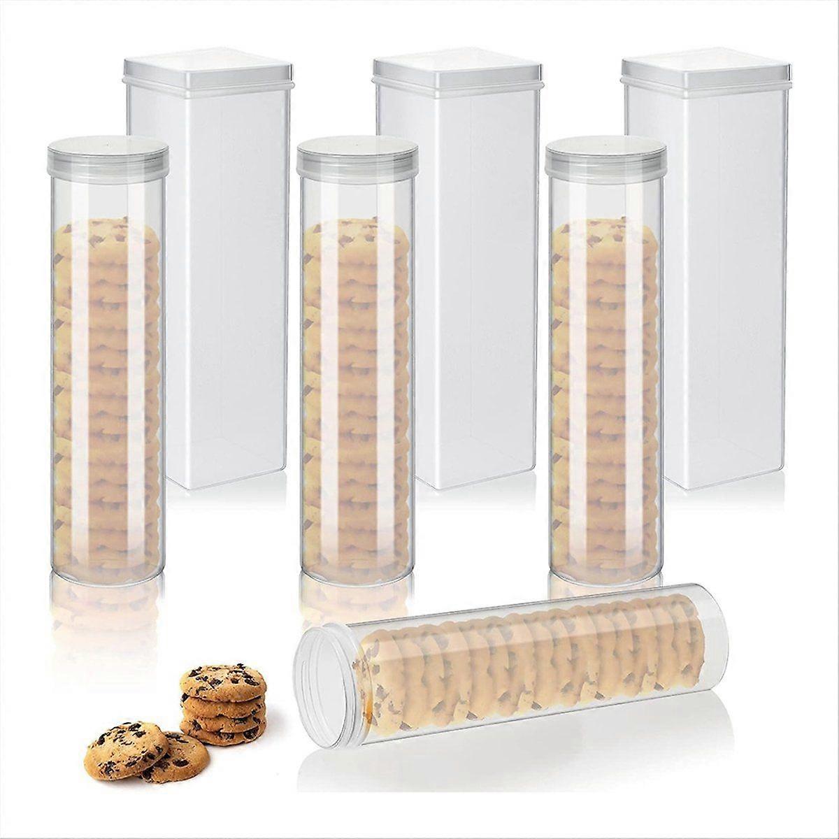 6 Pcs Plastic Cracker Container Saltine Cracker Storage Keeper Plastic Cookie Holder Stay Fresh Round and Square