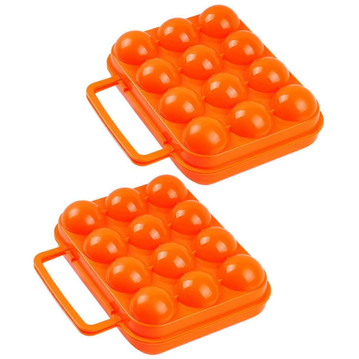 Portable Shockproof Egg Carrier 12Count Egg Storage Box With Handle For Camping Picnics And Kitchen Refrigerator Orange