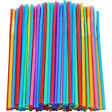 200pcs Long Flexible Colorful Plastic Straws