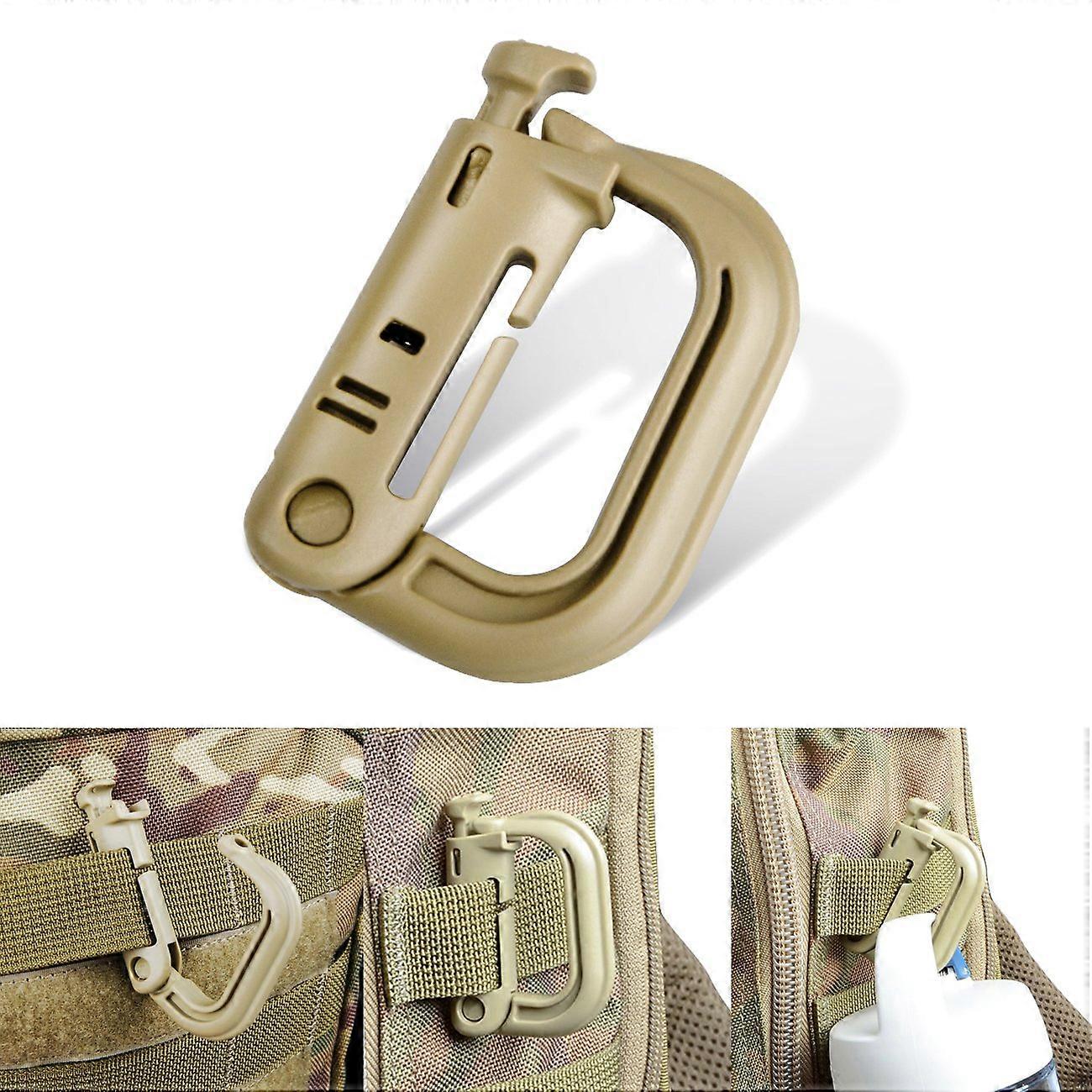 D Ring Shape Buckle ABS Plastic, Spring Snap Key Chain Clip With Screw Lock, Brown, 4 PCS