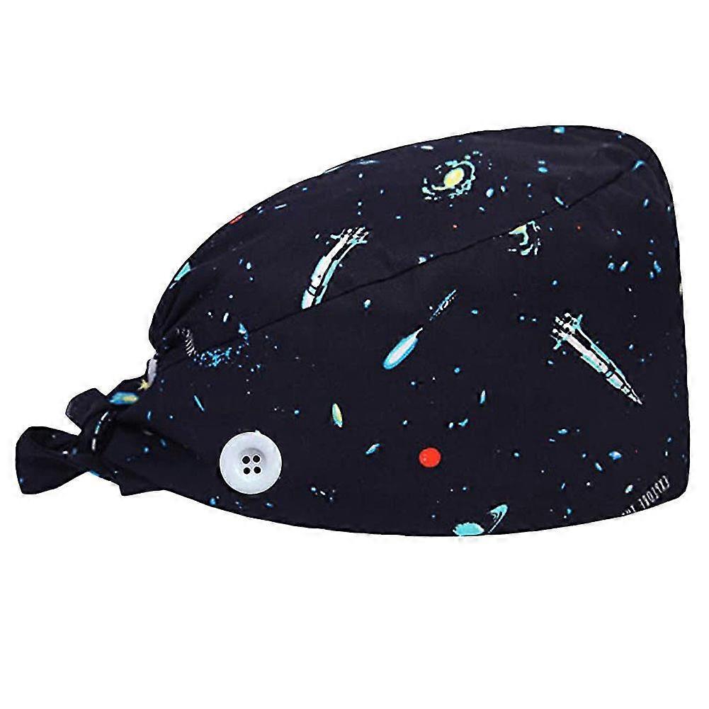 Unisex Dog Feather Adjustable Anti Sweat Dustproof Button Scrub Cap Bouffant Hat 26s