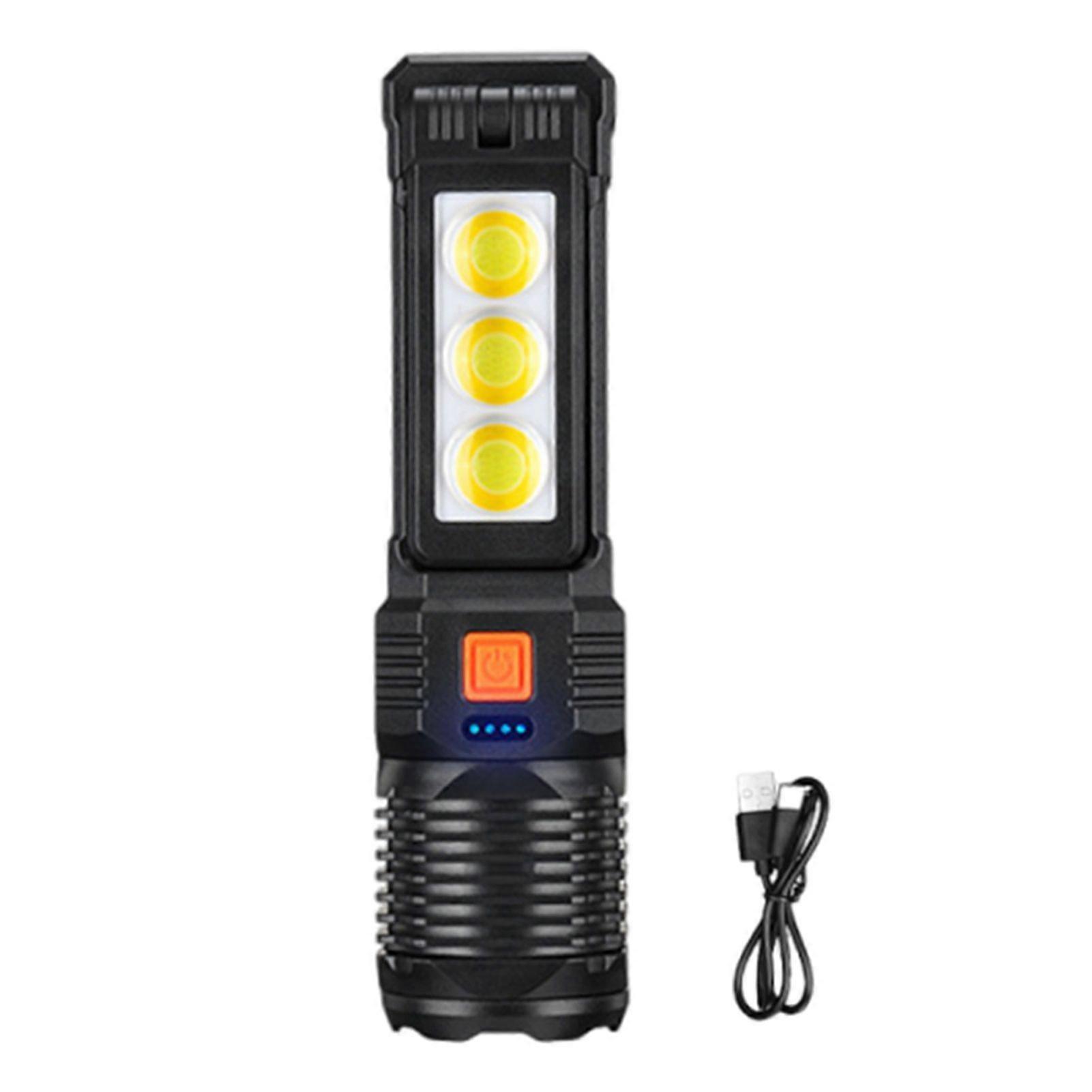 Jikaix LED Flashlight Telescopic Zoom 6 Modes Adjustable Ultra Bright USB Rechargeable Portable Outdoor Camping Hiking Emergency Handheld Flash Lamp