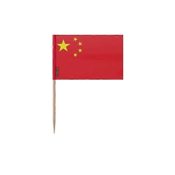 China Flag Toothpicks - 12 cm - 100 pieces - Adhesive plastic - Bamboo stick - Pixelforma