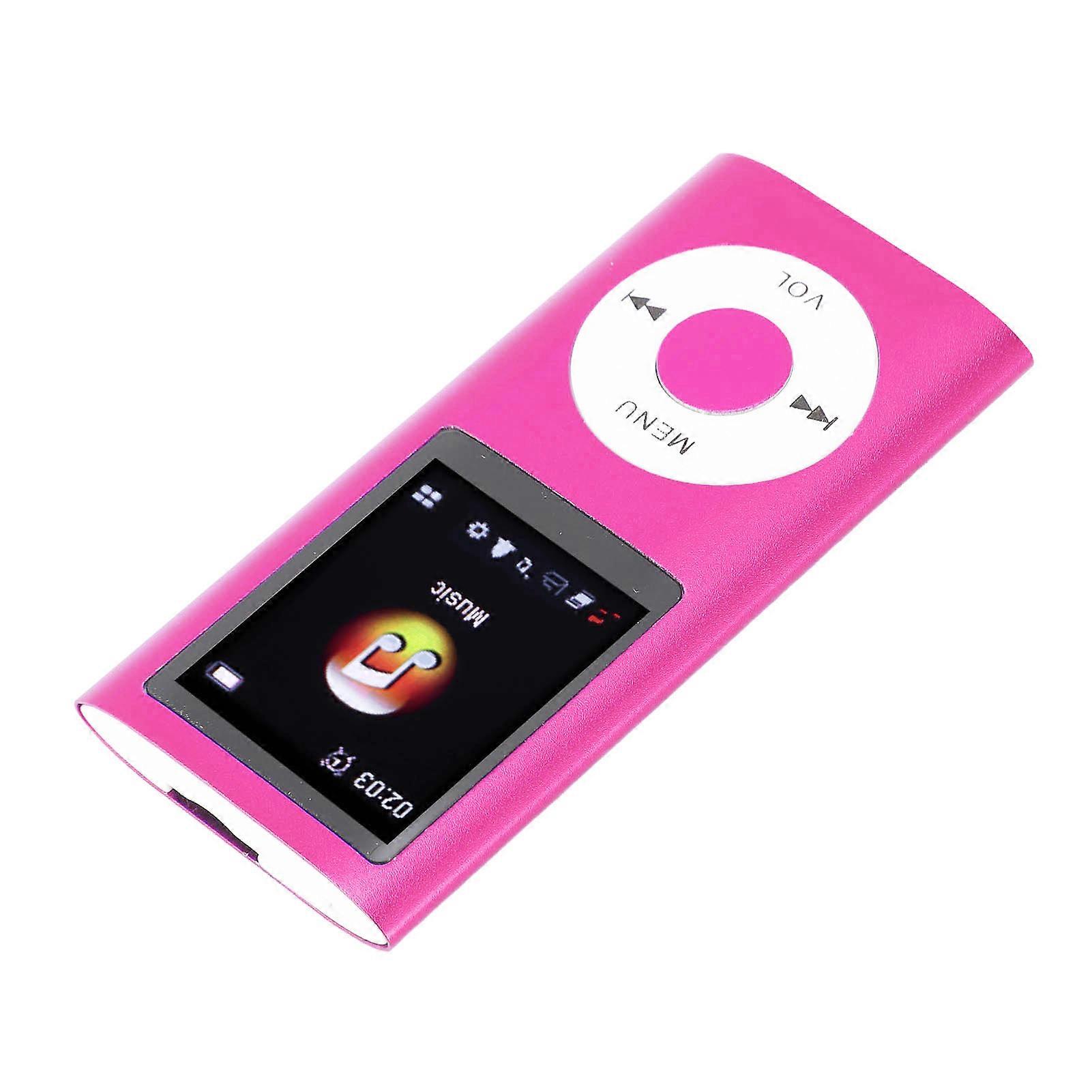 Portable MP3 Music Player 1.8inch TFT Screen HiFi Sound 7 Sound Effect Modes USB Rechargeable Digital Video Music Player Pink with 8G Memory Card