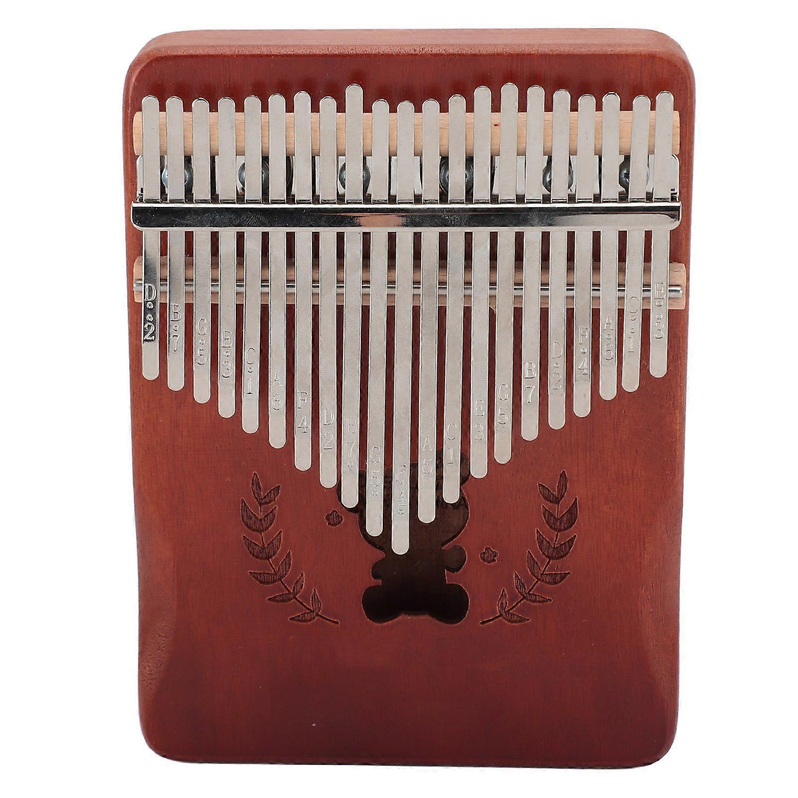 21 Keys Thumb Piano with Tuning Hammer Peach Wood Kalimba Finger Musical Instrument for Daily Playing Gradient Coffee