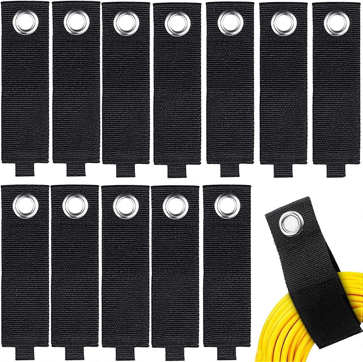12 Pack Extension Cord Holder Organizer Large 13 Inch (Unfolded) Cable Strap Wrap Heavy Duty Hoop and Loop Hanger