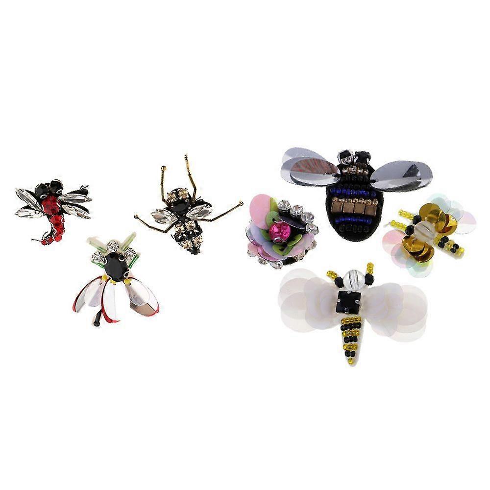 Pieces/Set Bee Dragonfly Sequins Rhinestone Applique Patch Embellishments