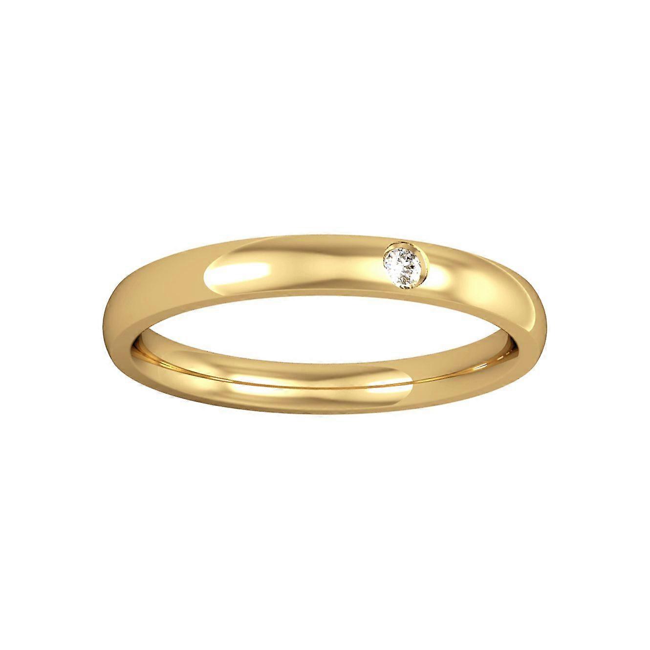 Jewelco London 9ct Χρυσό - Διαμάντι - 2.5mm Βασικό Σετ σε Σχήμα Γηπέδου με Δέσμευση Μπάντας / Δαχτυλίδι Γάμου