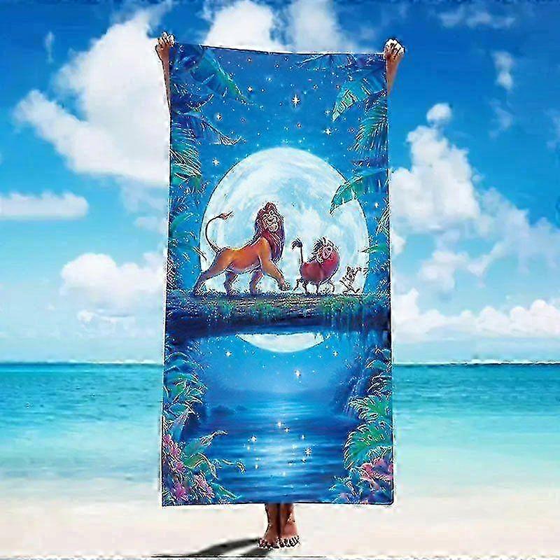 The Lion King Beach Towel - Microfiber, Fast Drying, Sand Resistant, Lightweight | Vibrant Nighttime Safari Design with Characters in Motion