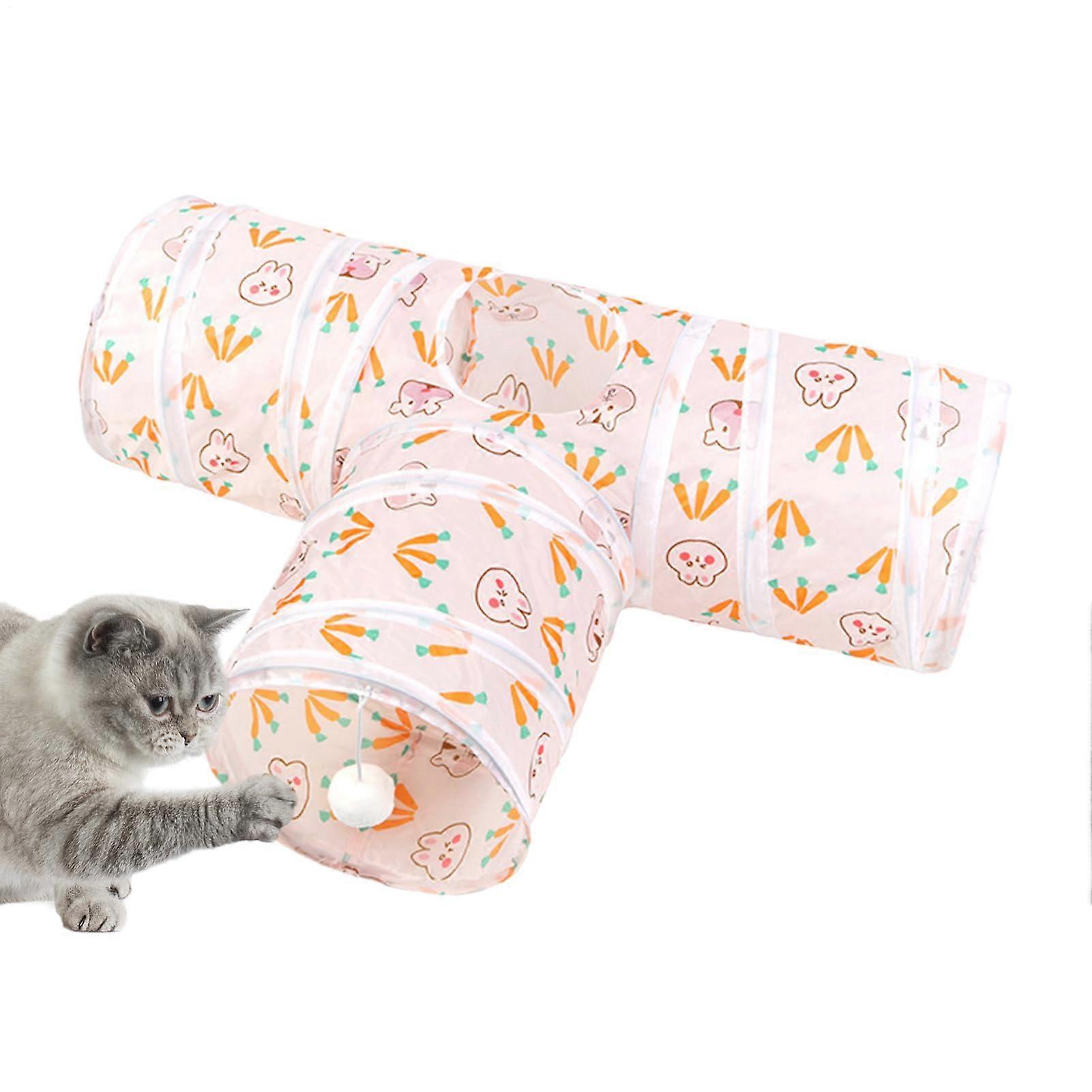 Cat Tunnel Toy Interactive 3 Way Folding Tunnel With Peek Hole For Kitten And Small Cats Indoor Outdoor Enrichment