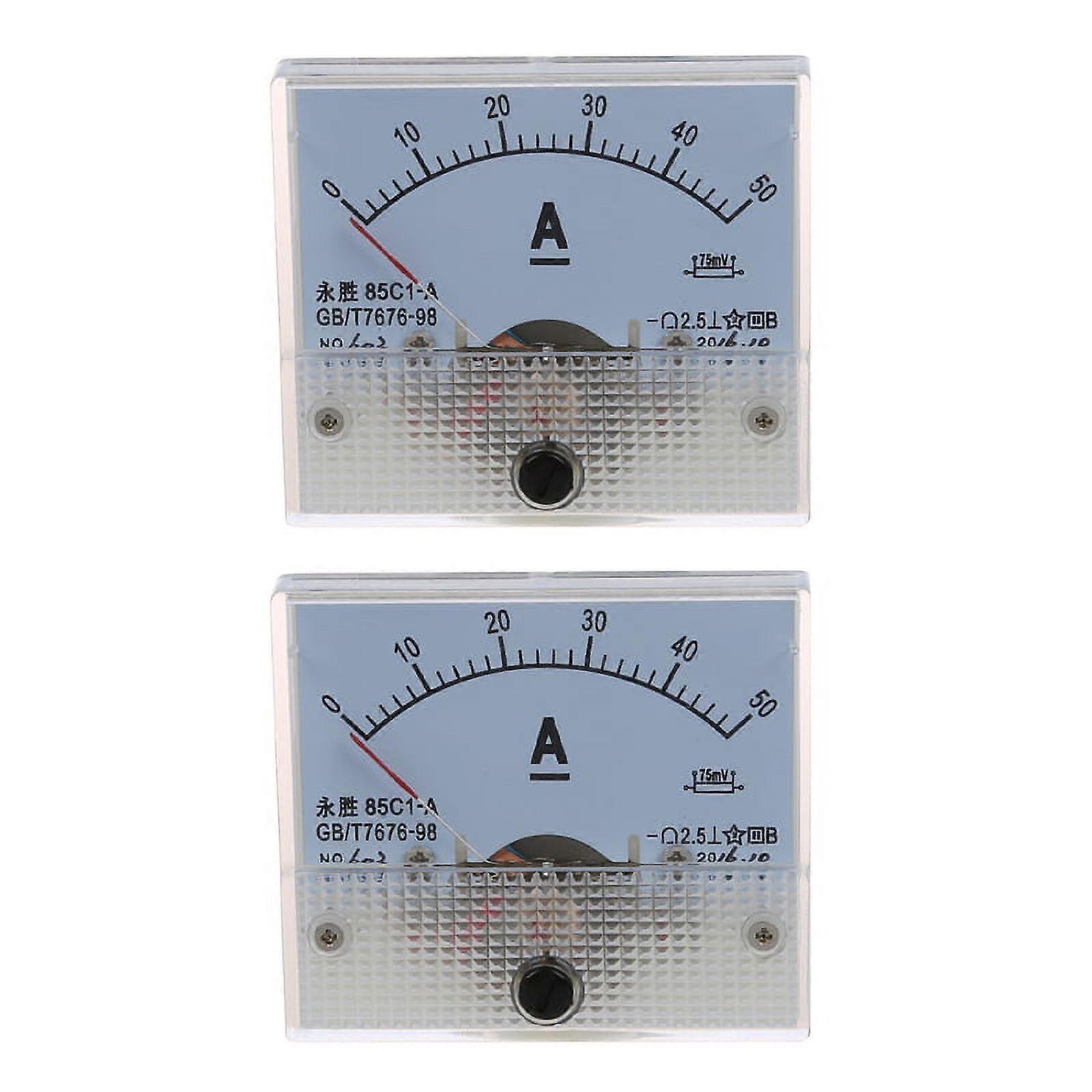 2X 85C1 DC 0-50A Rectangle Analog Panel Ammeter Gauge
