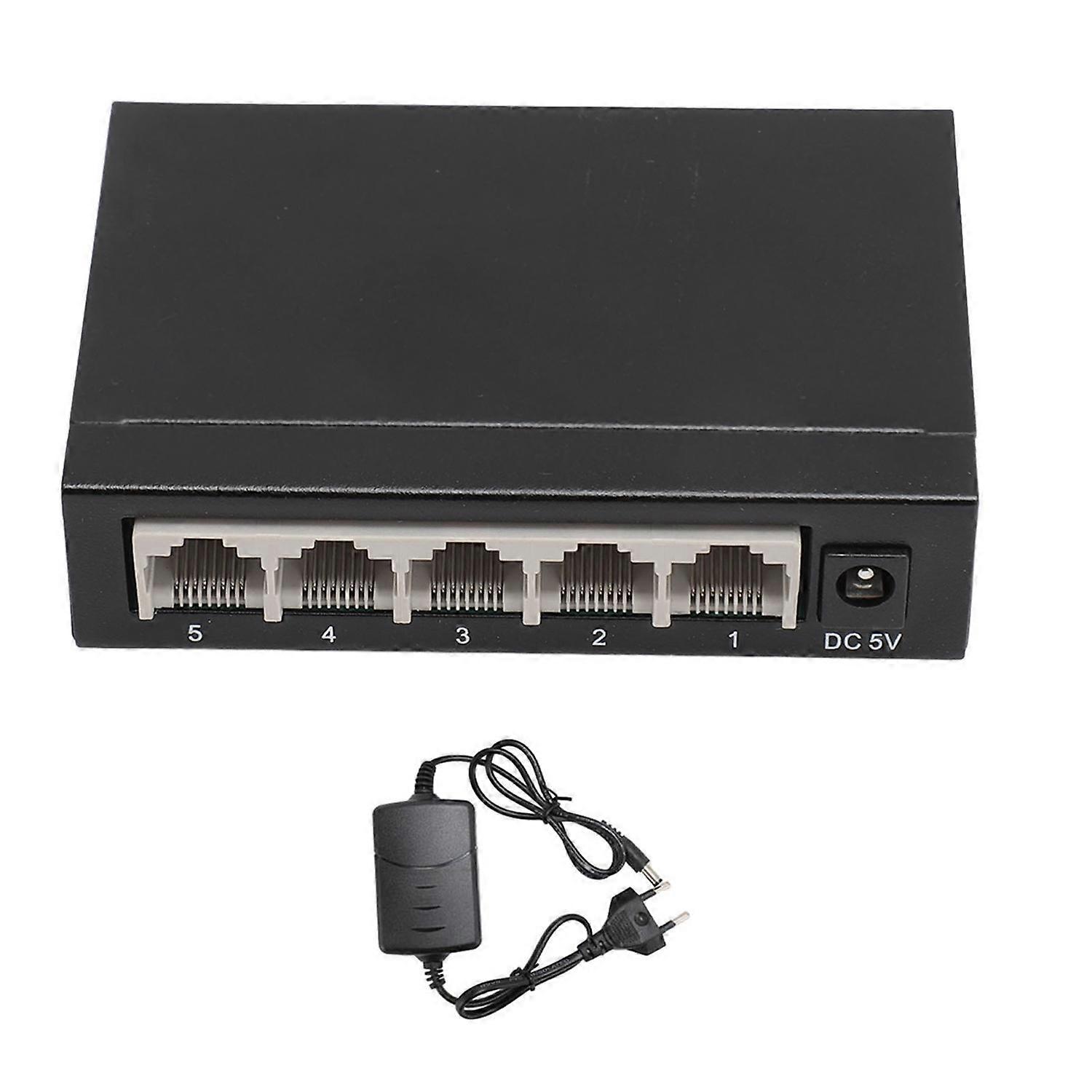 Ethernet Switch 5 Port Gigabit Ethernet Splitter Plug and Play Silent Operation Metal Network Hub fo