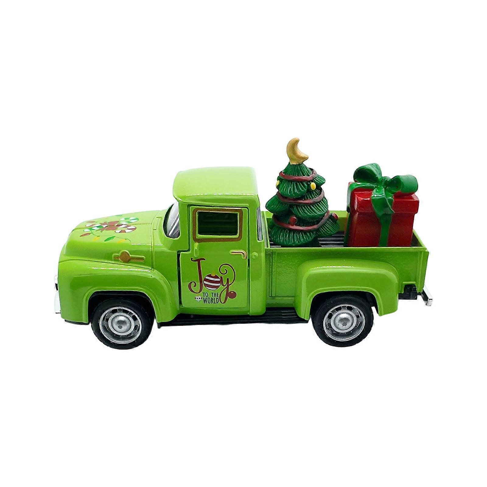 Pull Back Function Green Christmas Vehicle Alloys Crafted Desktop Model For Indoor Seasonal Styling Multicolor