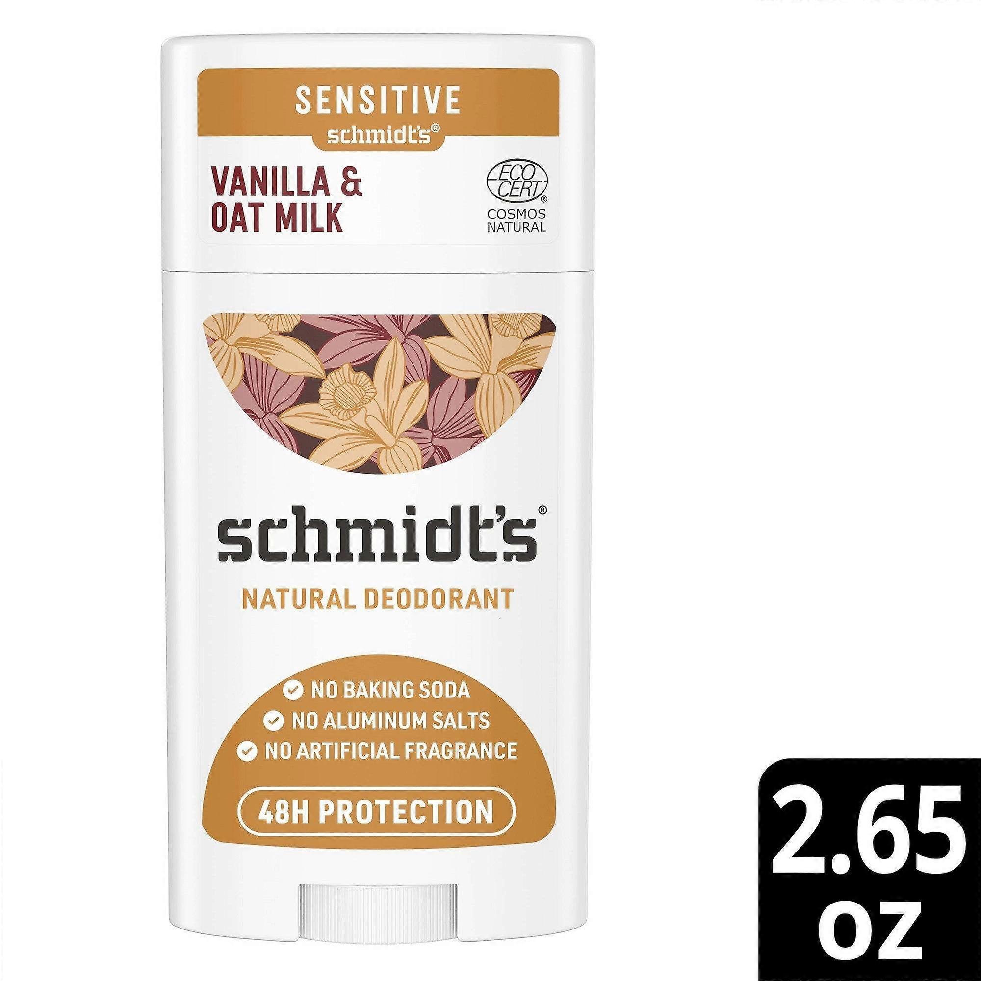 Schmidt's Vanilla + Oat Deodorant, Φυσικό ευαίσθητο δέρμα, χωρίς αλουμίνιο, 2.65 oz