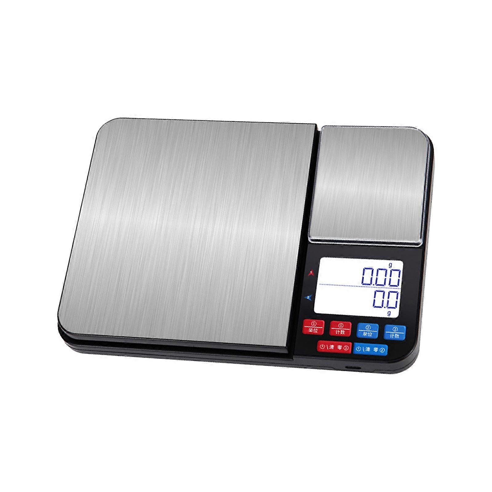 Rechargeable Electronic Kitchen Scale Twin Weighing Areas 10kg Capacity Measurement Large Digital Display Multiple Unit Multicolor