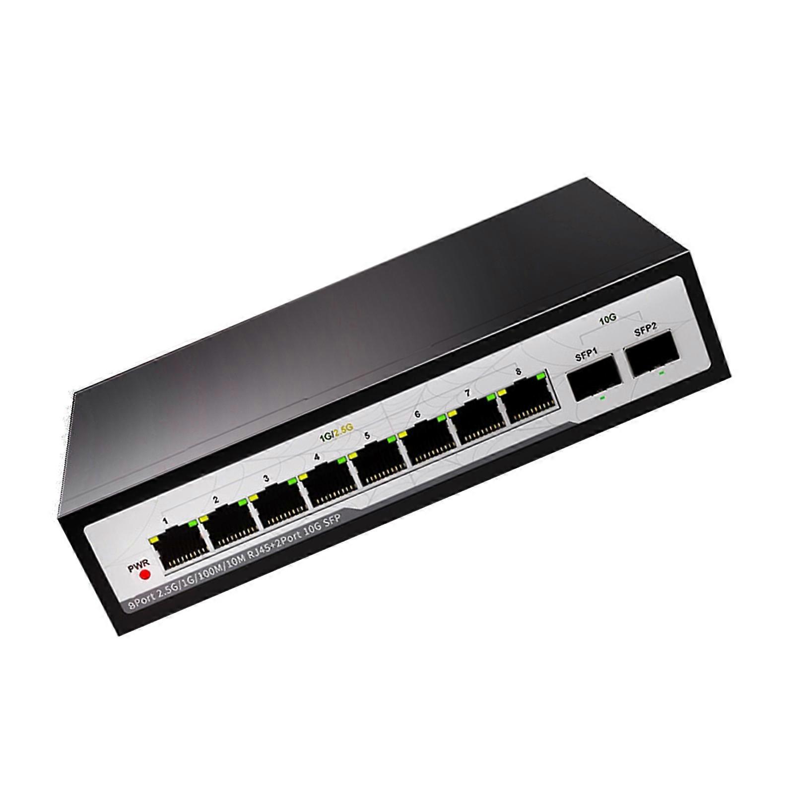 Multi Port Ethernet Switcher Splitter 5/8 Gigabit 2x10G Uplinks Easy Installation Aluminum Case Multicolor
