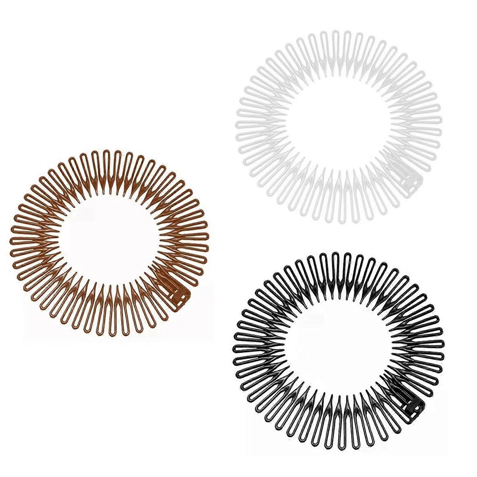 Hair Styling Essential 3Pcs Elastic Comb Fuzziness Control Tool Not Slip Grip For Sports Travel Home Office Use Multicolor