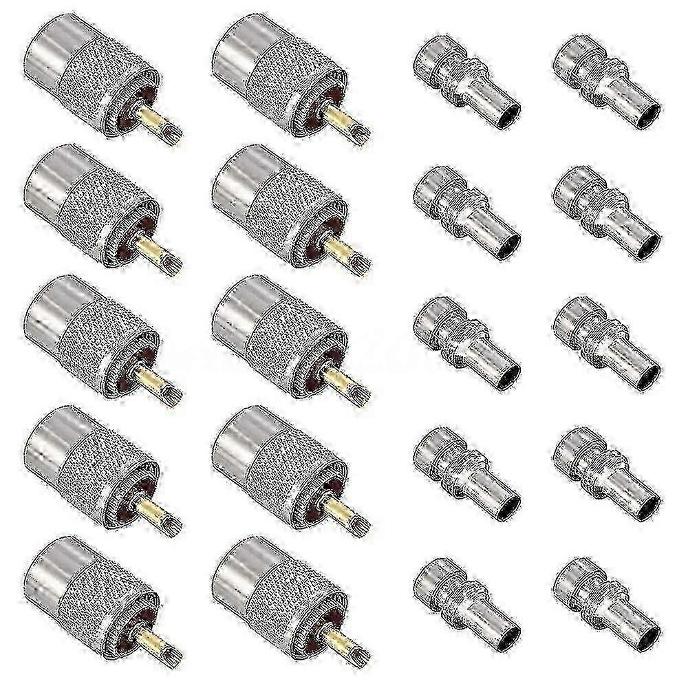 10 Pack Uhf/-259 Solder Connector Plug With Reducer For Rg8x, Rg8, Rg59, Lmr-400, -213 Coaxial Coax