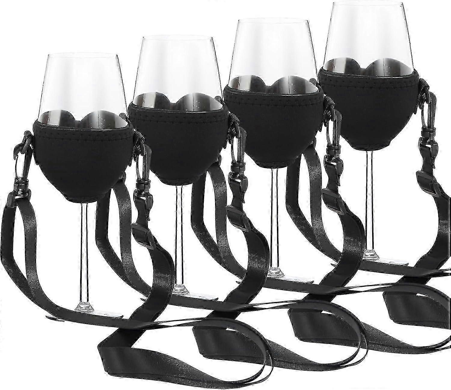 4-Pack Black Hanging Cup Holders for Festive Events, Kitchen, Bar