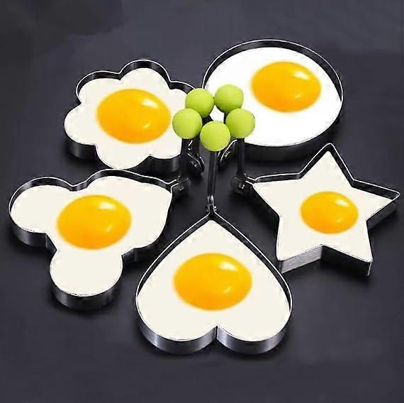 5PCS Egg Mould Set for Shaped Fried Eggs and Pancakes – Creative Breakfast Cooking Tools