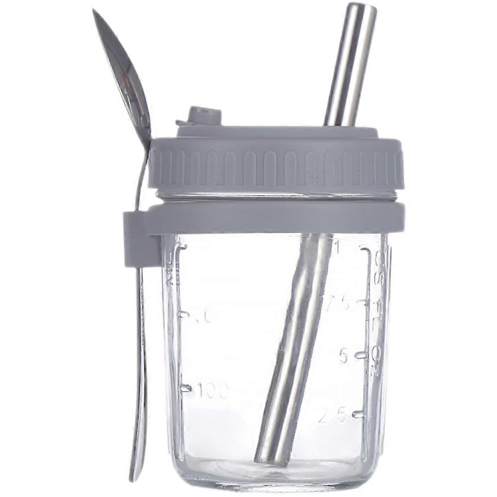1 Set Overnight Oat Containers with Lid Overnight Oats Jar Overnight Oats Container and Spoon Straw