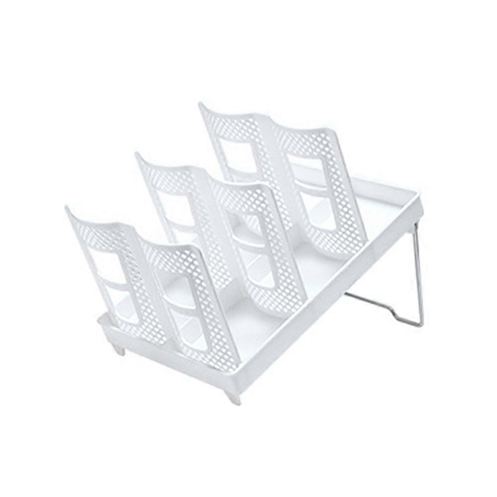 Cup Holder [Double Row] Household with Bracket Foldable Cup Holder Coffee Shop Cup Rack White