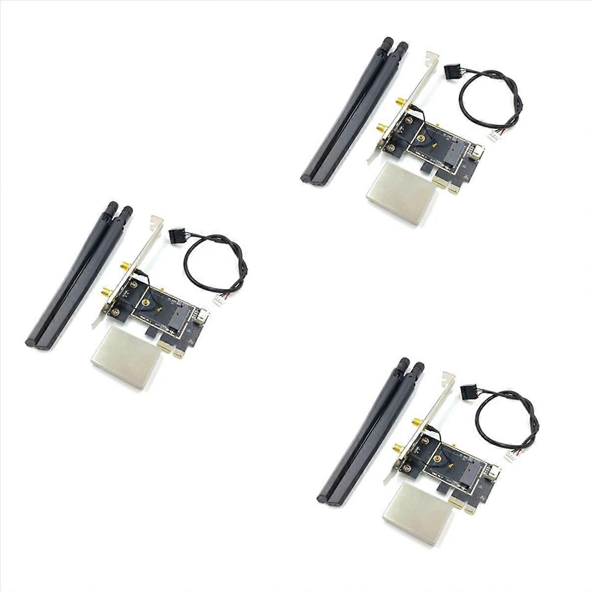 3X NGFF M2 Wireless Card to PCI-E Pcie Desktop Bluetooth Converter Adapter with 6 AC Antenna for AX2