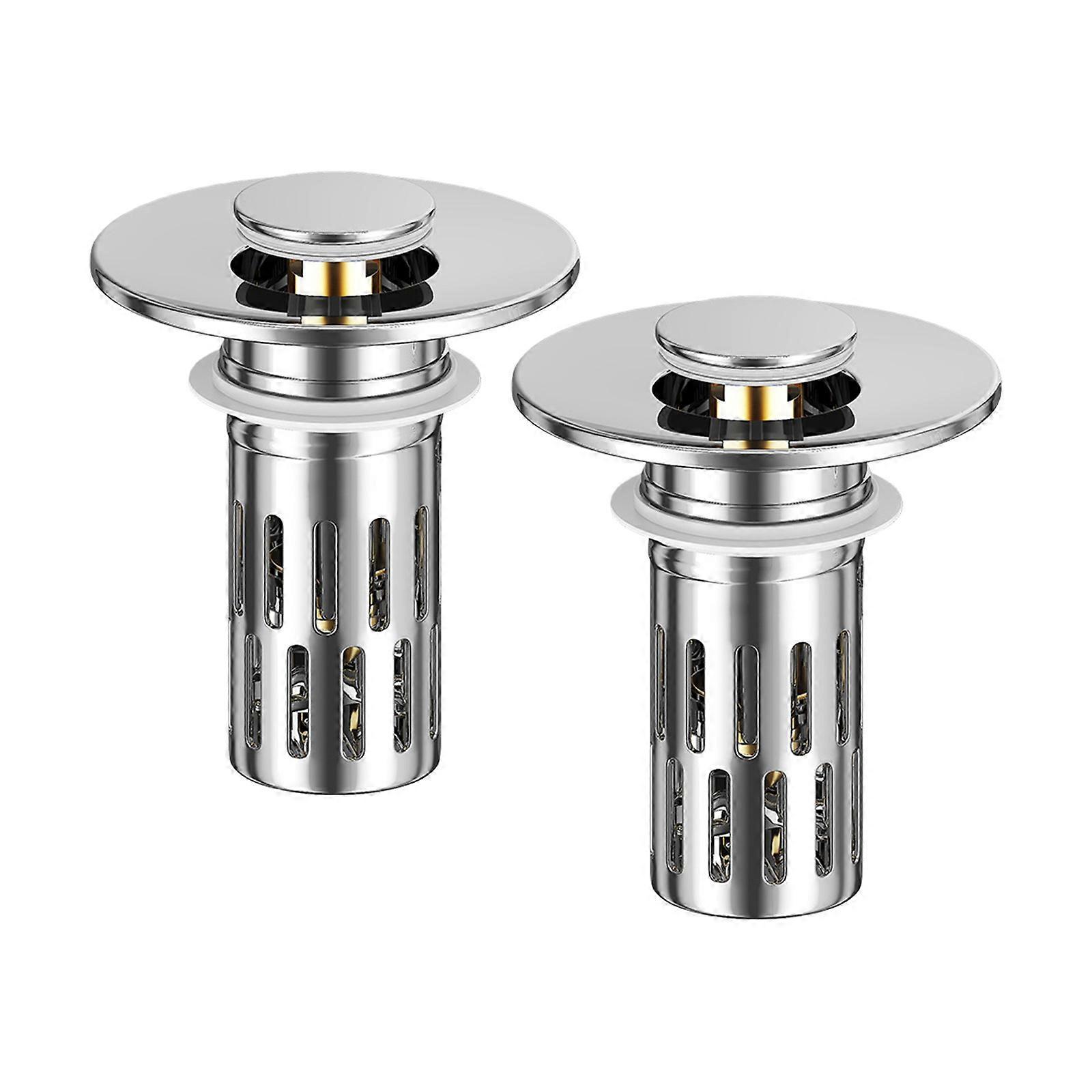 2pack Efficient Bathroom Sink Stoppers Featuring Poping Up and Strainer Simple Setups Daily Cleaning Multicolor