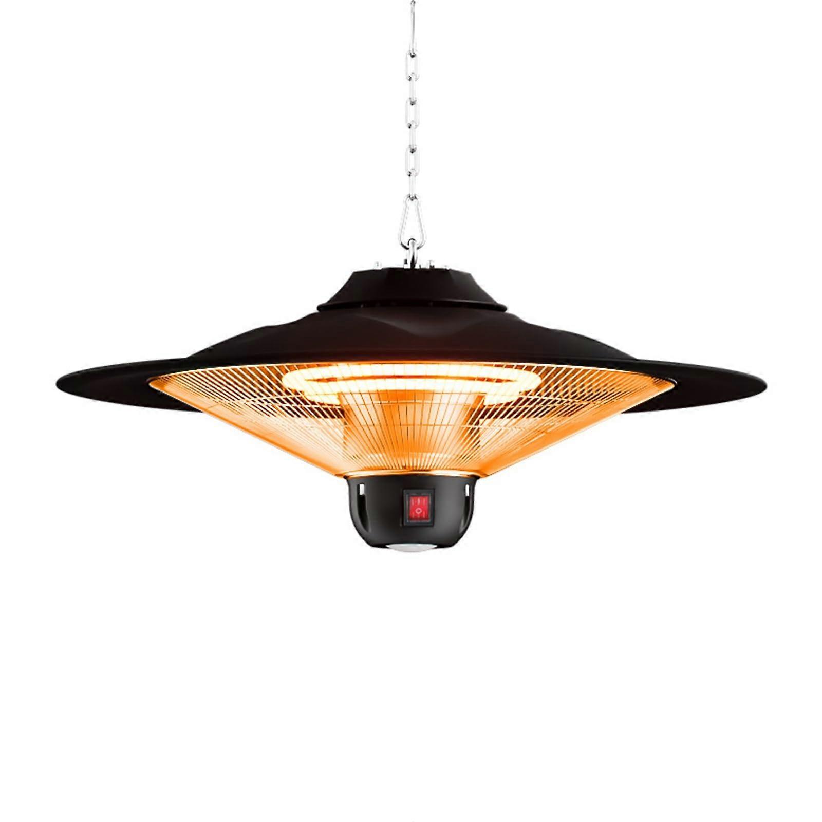 Electric Patio Heater with LED Light, Fast Carbon Fiber Heating, Remote Control, Weatherproof Hanging Design for Balcony and Garden