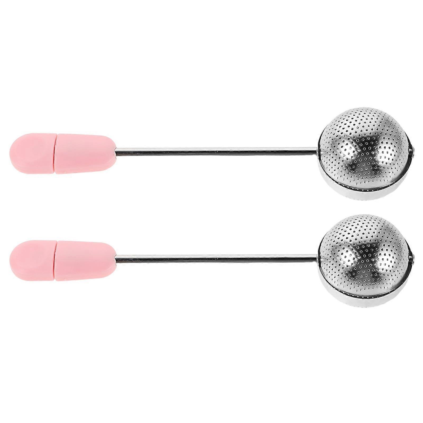 2pcs Stainless Steel Tea Infuser and Flour Sifter with Precision Mesh, Ergonomic Rotary Handle, Pink