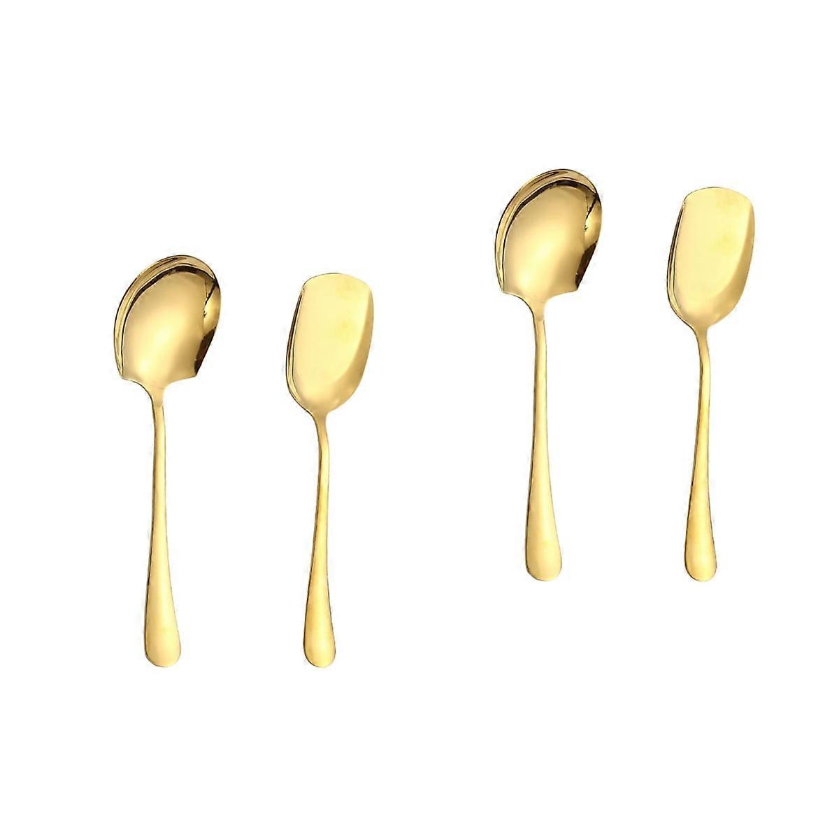 4 Pcs Male Spoon Flatware Soup Spoons Long Handle Spoons Appetizer Spoons Serving Spoons