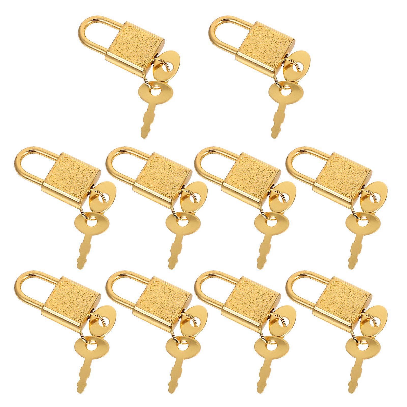 Golden Mini Padlock for Box with Key 10Sets Small Vintage Lock