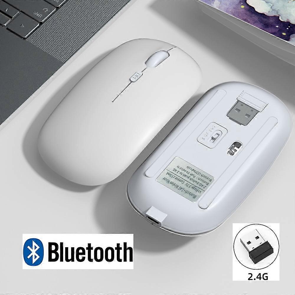 Rechargeable Wireless Bluetooth Mouse compatible with iPad, Samsung, Huawei MiPad, Android, Windows - 2.4G USB