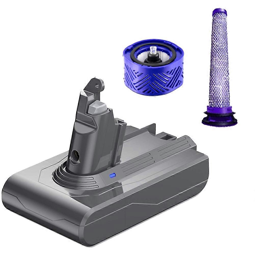21.6V V6 DC62 Battery Adapter+Front/Rear Filters Replace for V6 SV04 SV03 DC58 DC59 DC61 DC74 Dark Gray