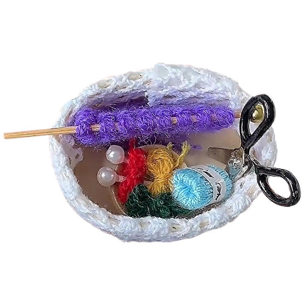 Dollhouse Miniature Sewing Basket for Creative Knitting 1Set