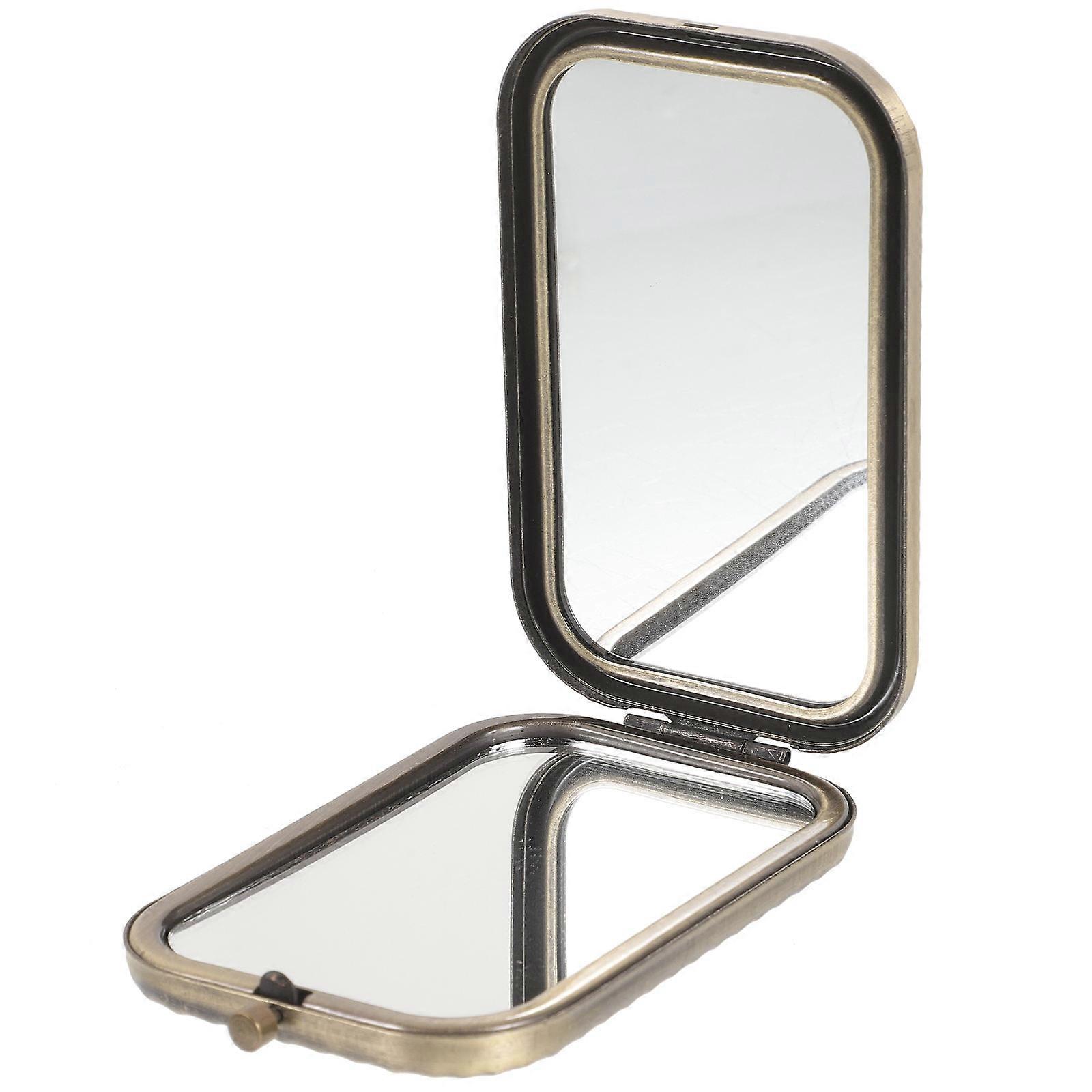 Vintage Makeup Mirror Double- for Makeup Use 3Pcs Portable Coffee