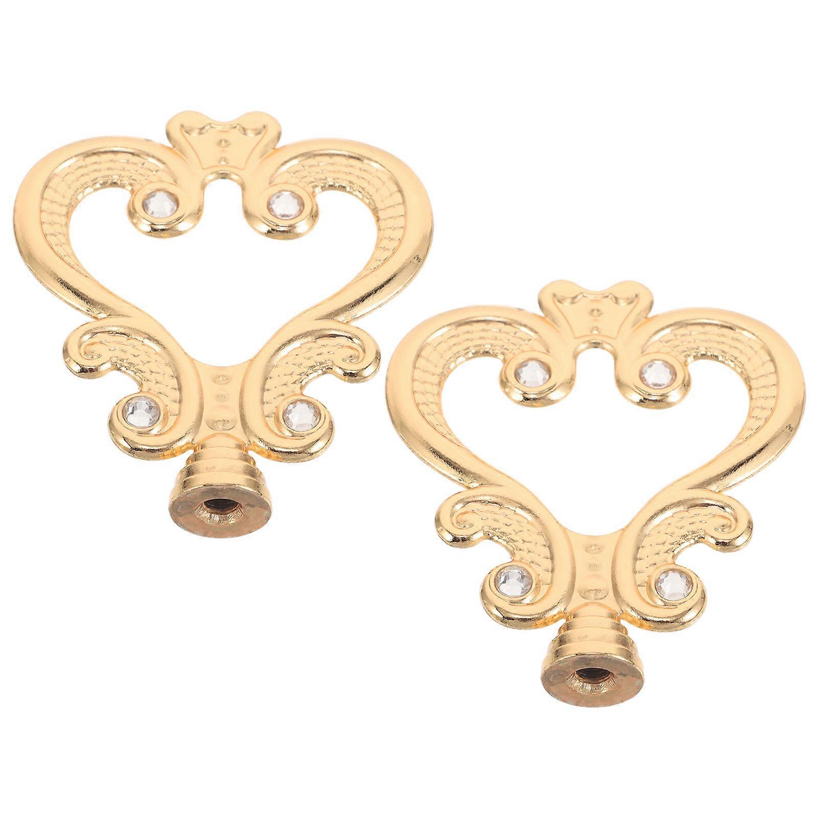 Golden Heart Shaped Pot Lid Handle for Kitchen with 2Pcs Universal Replacement