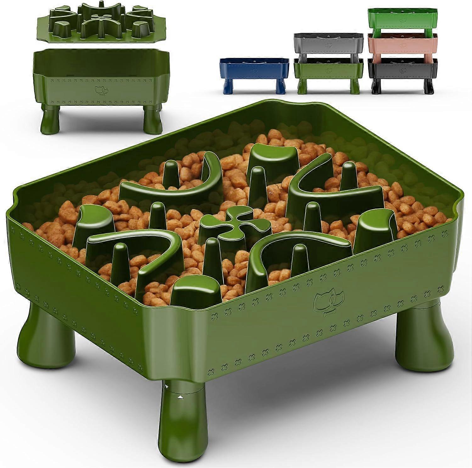 Slow Feeder Dog Bowl, 2-in-1 Raised Dog Bowl with Anti-Choking Maze Puzzle, Small & Medium Breeds, Interactive Pet Feeder to Slow Eating, Reduce Bored