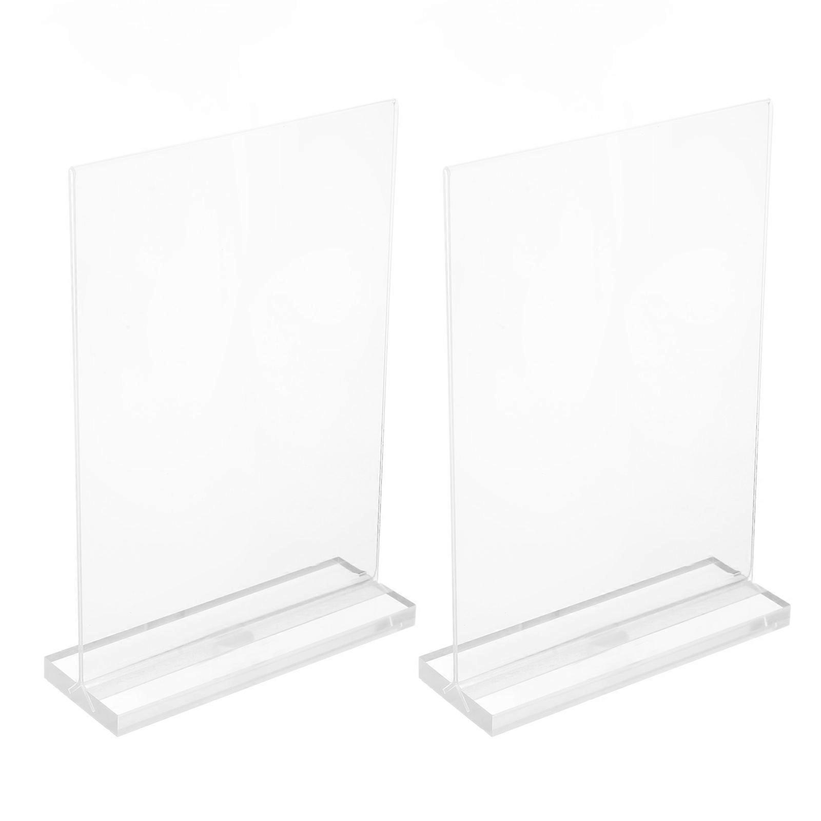 Acrylic Flyer Holder T Shape Display Stand for Restaurant 2Pcs Double Sided