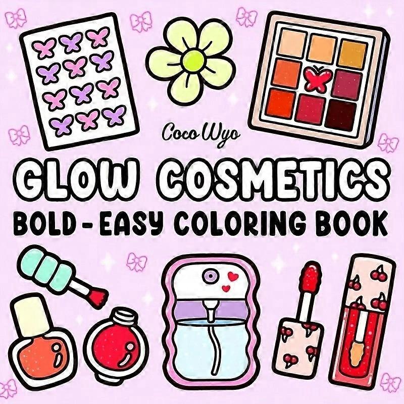 Glow in the Dark Cosmetics Coloring Book for Adults, Single-Sided Print, Vibrant & Easy-to-Color Illustrations, Perfect for Vale