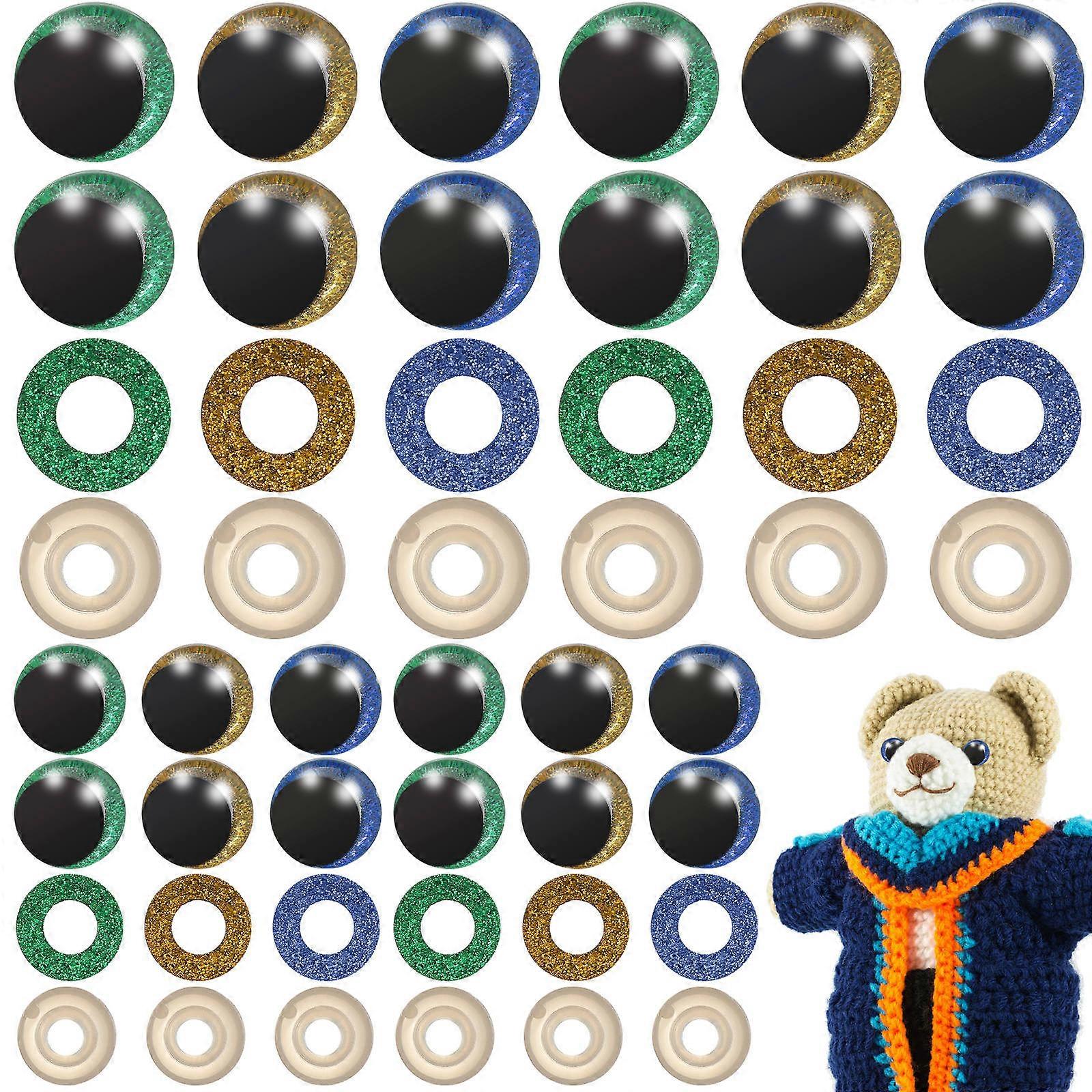 Craft Eyes Safety Colored Plastic Eyes for Dolls Making 60Pcs