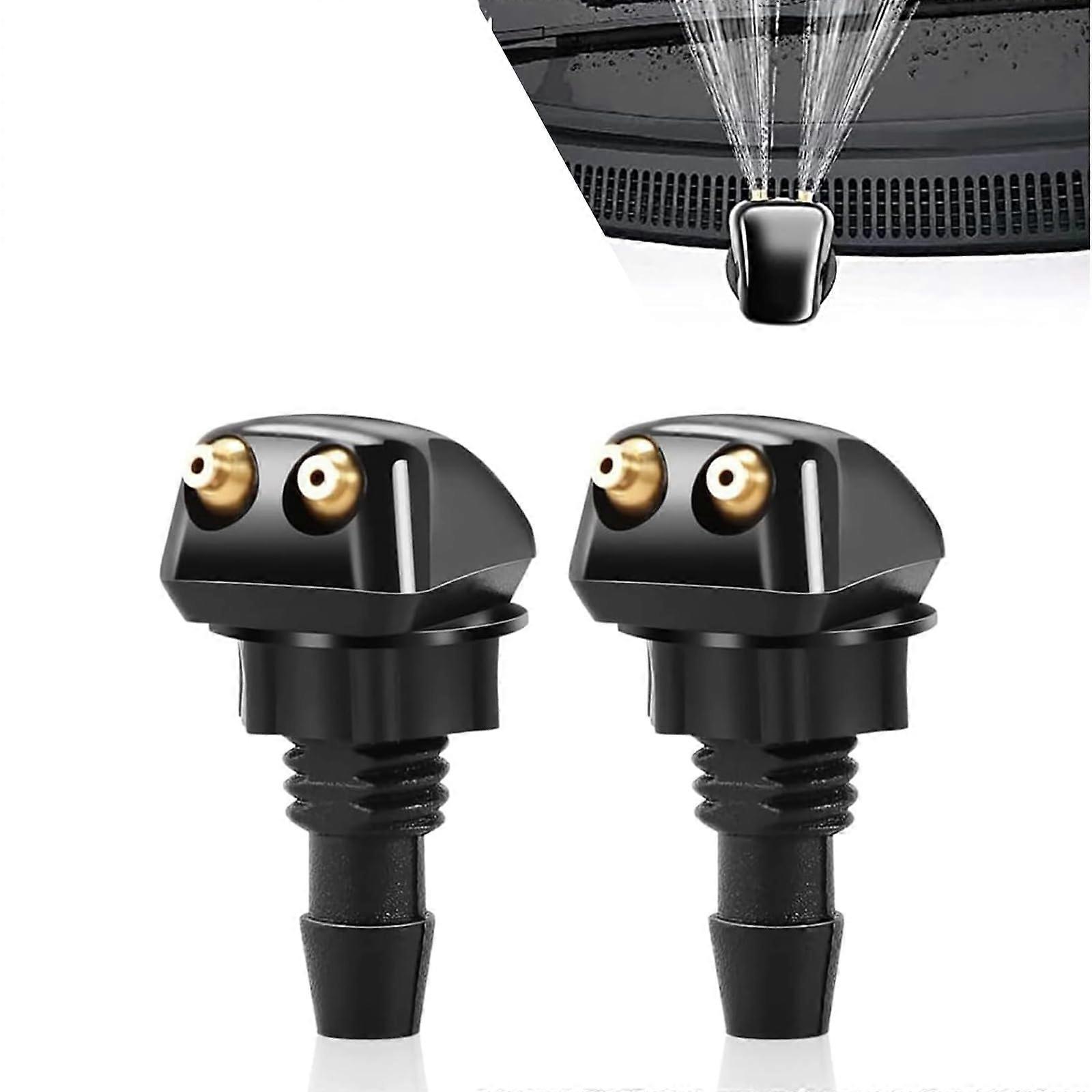2PCS Windshield Washer Nozzle Universal Adjustable ABS Two Hole Fan Spray for Cars Trucks SUVs