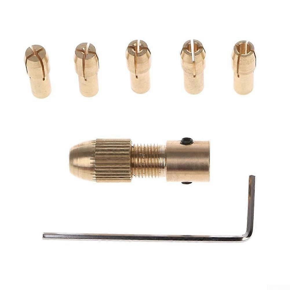 7Pcs 2mm Mini Drill Chuck Set for Electric Motor Shaft, Durable Copper Collet 0.53mm, Quick Bit Changes