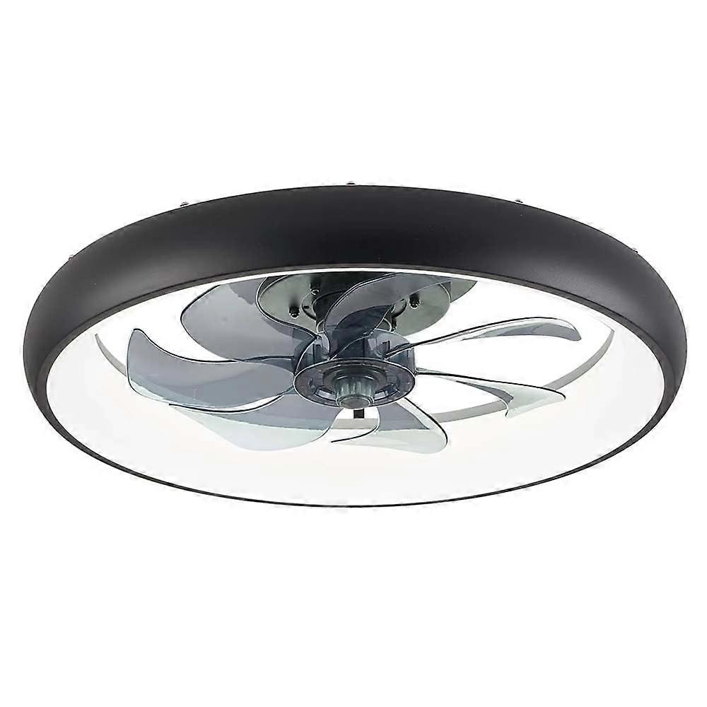 Modern Black LED Ceiling Fan with Dimmable Chandelier Light and 6Speed Remote Control