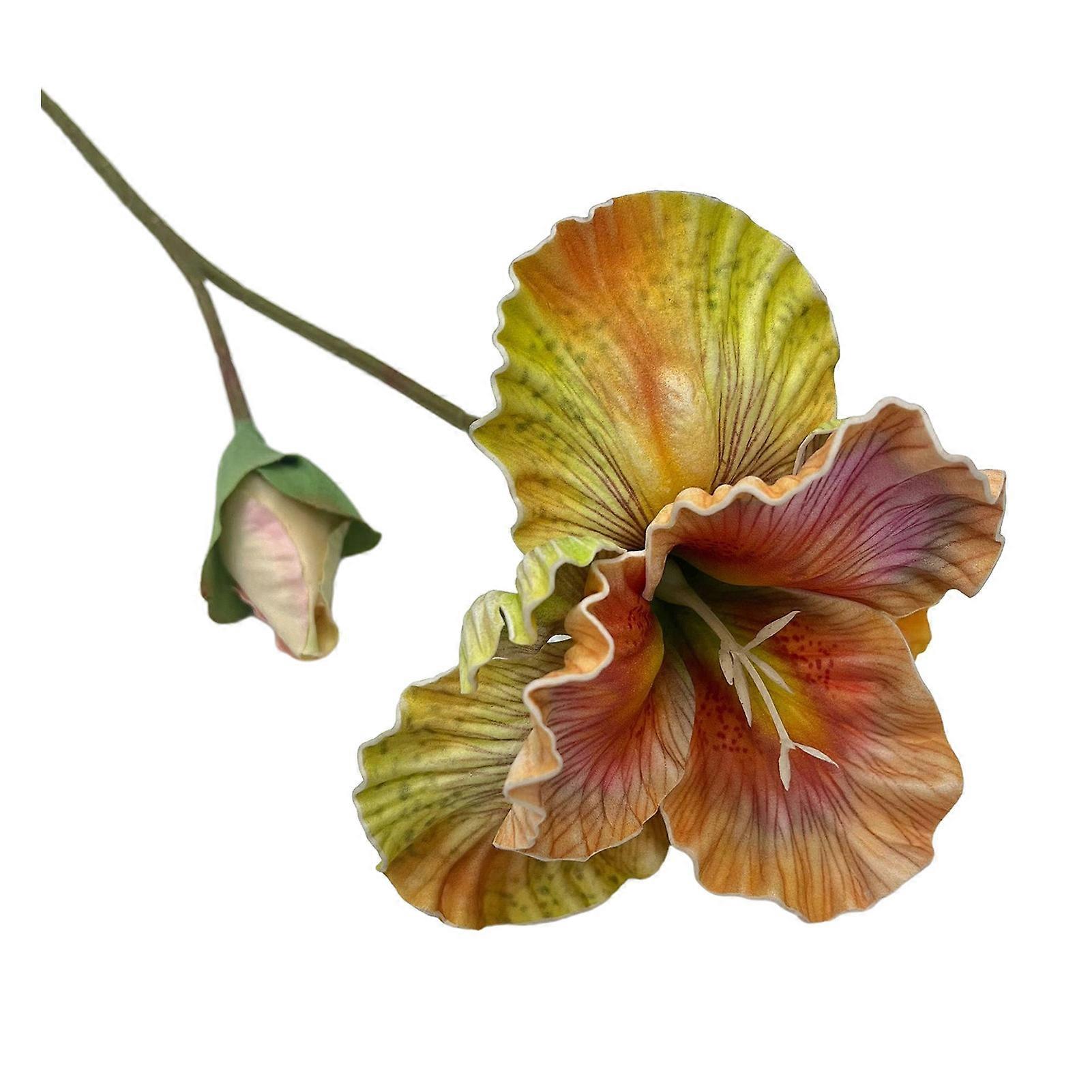 18" Artificial Iris Flower Real Touch Fake Bouquet with Flower Bud for Home Table Centerpiece